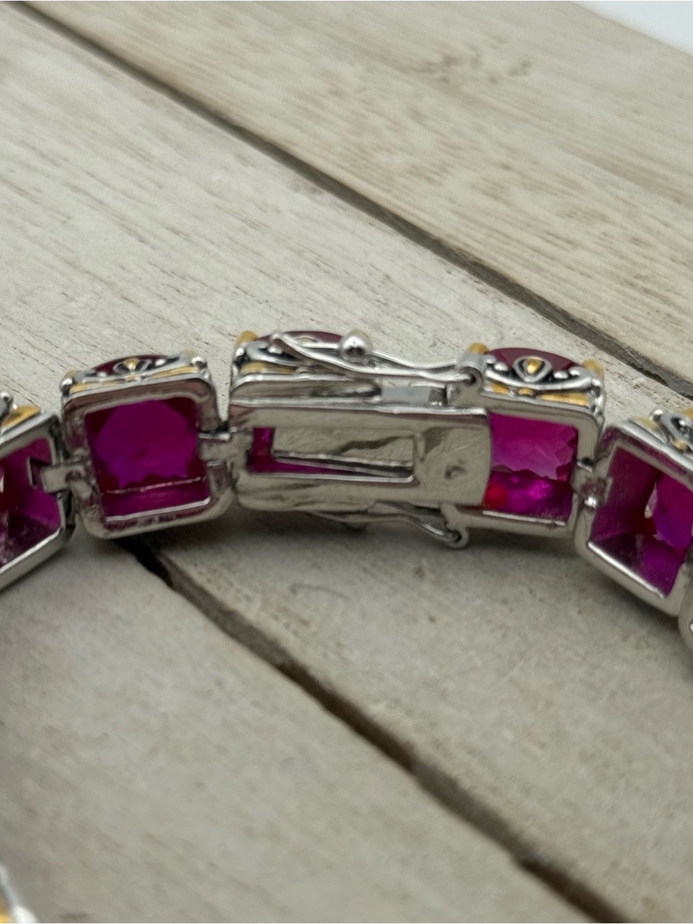 Park Lane Signature ruby CZ Line Tennis Link Bracelet - Picture 8 of 11